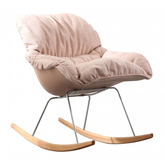 Modern Nordic Rocking Swing Chair with Fabric Cushion by DAAMUDI'S - Soft Pink