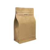 Natural Kraft Coffee Pouches, Resealable Coffee Bag with valve, Flat Bottom Pull Tab Zipper 250g (25 Pc Pack) - Willow