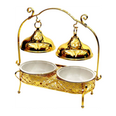 Buffet Bowl with Cover and Food Server 18cm diameter, Gold - SquareDubai
