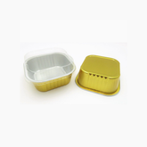 25Pcs Square Foil Cup with Snap-on Plastic Lids (6x2Cms) Silver- WILLOW