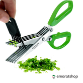 Home Stainless Steel 5 Blade Herb Kitchen Scissors, Green