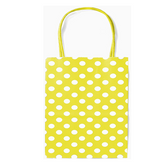 Yellow Polka DOT Biodegradable, Food Safe Ink & Paper, Premium Quality Kraft Bag 21x15x8cm (12 Pc Pack)