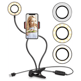 Selfie Ring Light with Cell Phone Holder Stand for Live Stream/Makeup LED Camera Lighting