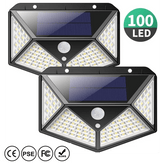 Solar Light Outdoor 100 LED Waterproof Security Wall Night Light with Motion Sensor 270° Wide Angle