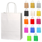 12pc Kraft Paper bags with twisted paper handle Size : 26x21x11cm White - Willow