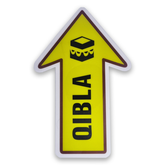 Qibla Sign on Hard PVC With Peel Off Sticker 20x13 Cms Yellow/Black