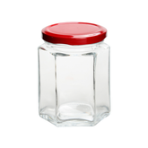 72Pcs Hexagon Glass Jars with RED Lids 180ml - Willow