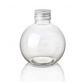 12Pc Pack 250ml Clear PET Sphere Bottle with 24mm Silver Screw Cap 8x8 cms - Willow