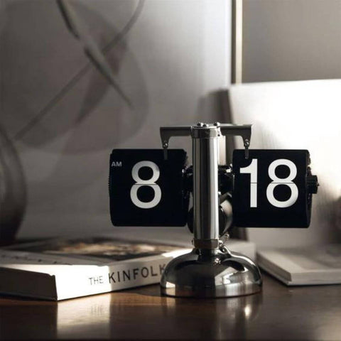 Olmecs Retro Vintage Flip Desk Clock Home Décor Ideal for Home Office - Black