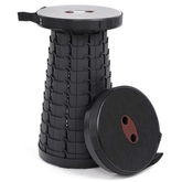 Telescopic Plastic Stool Shrinkable Camping Fishing Garden Folding Chair - BLACK