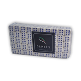 Olmecs Set of 100 Small Opaque Dice - White with Blue & Red Pip - 12mm