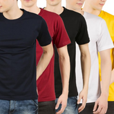 Olmecs Pack Of 5 Casual Round Neck T-Shirts For Men (180 GSM) - Random Colours