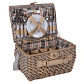 Willow Picnic Basket with Dining Tools for 4 People (Brown)