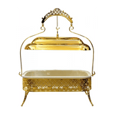 Rectangle Buffet Bowl with Cover and Food Server 32x56cm Gold