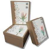 Set of 3 1200gsm Cardboard 2 Piece Gift 3D Flower Paper Rigid Box With Lid - Willow