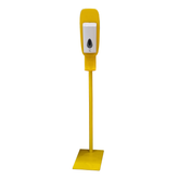 Automatic Hand Sanitizer Dispenser with Yellow Floor Stand (White) - EDGE