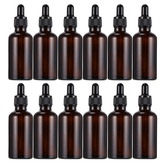 WILLOW 50ml Glass Bottles for Essential Oils Refillable Amber Bottle for Liquid Aromatherapy 12 Pcs Pack