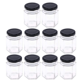 10pcs Hexagon Glass Jars with Black/Gold Lids 45ml - Willow