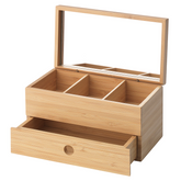 Jewellery box, bamboo, mirror glass, 18x10x10 cm - DRAGAN