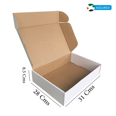 E-flute White Corrugated Packaging Box  31x28x8.5 Cm (10Pc Pack) - Willow