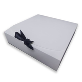 M-Size Silk Ribbon Closure Design BROWN Kraft Gift boxes (24x24x6Cms) 12Pc Pack - White