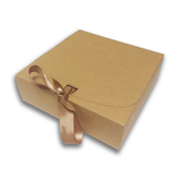 Small Silk Ribbon Closure Design BROWN Kraft Gift boxes (16x16x5Cms) 12Pc Pack - Brown