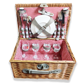 Willow Picnic Basket with Dining Tools for 4 People (Pink)