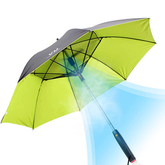 Umbrella with Fan USB Long Handle Sun Proof Umbrella UV Protection Sun Umbrella with Mist Fan - Black/Yello