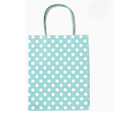 Light Blue Polka DOT Biodegradable, Food Safe Ink & Paper, Premium Quality Kraft Bag 21x15x8cm (12 Pc Pack)