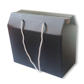 Heavy Duty Medium BLACK Kraft Corrugated Boxes with Rope Handles 30x14x26Cm (10Pc Pack) - Willow