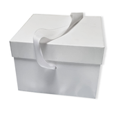 White Plain Rigid Box With Ribbon Handle for Gift Packaging ( 17.5x17.5x12.5 Cms ) - (6Pc Pack) - Willow