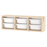 TROFAST Wall storage, pine light white stained pine, white