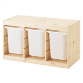 TROFAST Storage combination with boxes, pine light white stained pine, white