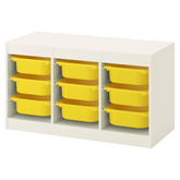 TROFAST Storage combination with boxes, white, yellow