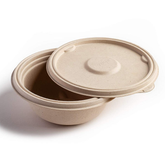 Zume Sugarcane Baggase / Virgin Plant Fiber Meal Bowl with Lid - Pack of 25, Natural