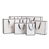 10-Pack Shopping Paper Bags White with Black Border and Lamination - WILLOW