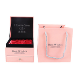 Olmecs Ring, Necklace Jewelry Holder Paper Box + 9pcs Faux Rose Flower for Engagement, Wedding, Anniversary