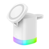 Olmecs 3 in 1 Magnetic Wireless Charger Stand Fast Charging LED Light Dock Station - White
