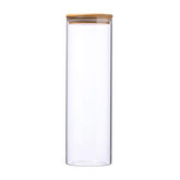 Large Glass Jars Cylindrical Airtight Storage Canister Jar with Bamboo Lid & Silicone Sealing Ring (20.5x6.5 Cms) - WILLOW
