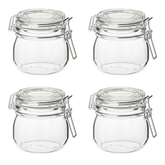 WILLOW Clear GlassJar with Lid, .5l cl (10.5X11 Cms) Set of 4