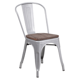 Metal Stackable Chair with Wood Seat