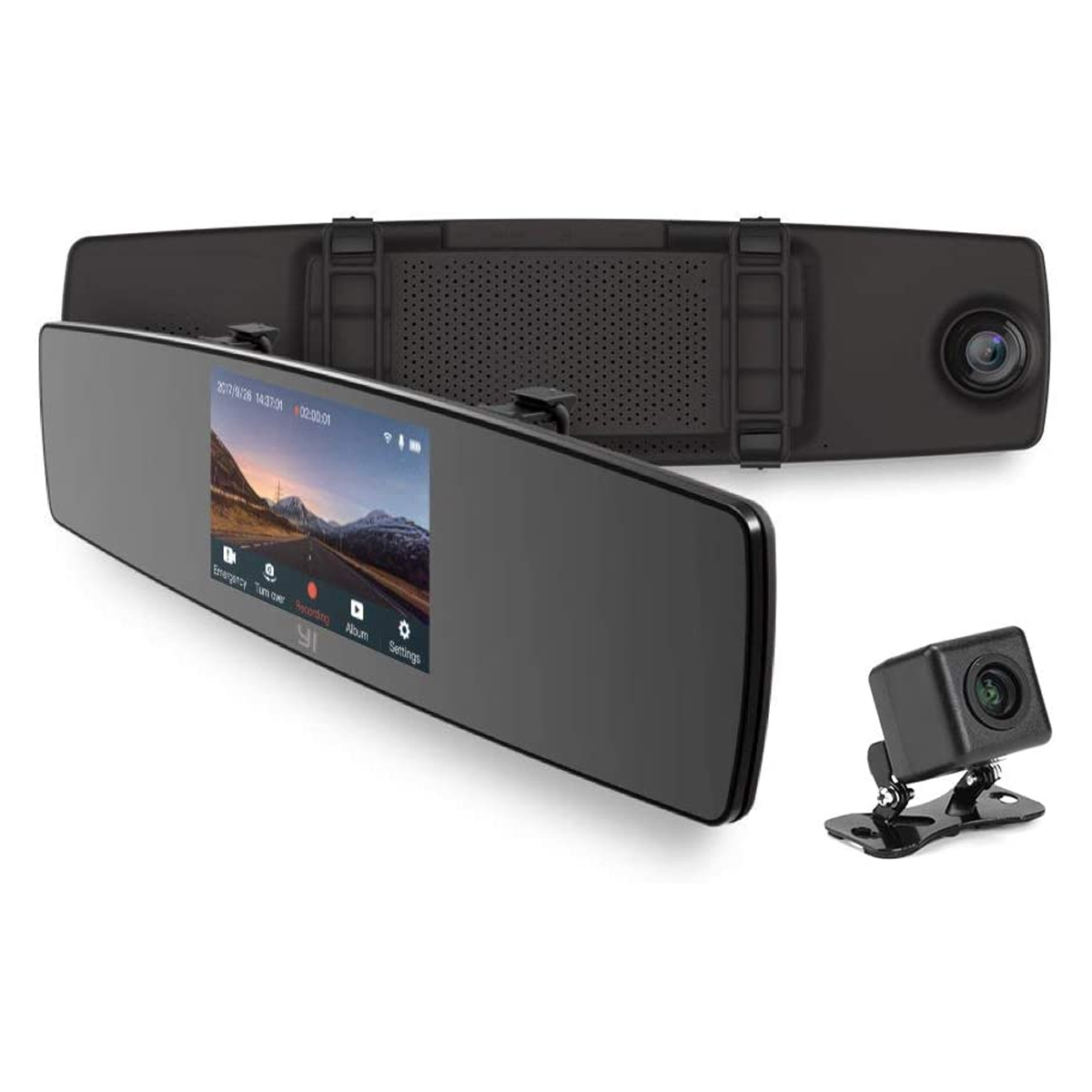 YI Mirror Dash Cam, Dual Dashboard Camera Recorder with Touch Screen - Xiaomi