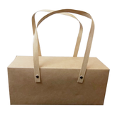 Kraft Paper Packaging Box with Bamboo Handle 24.5x10.5x9.6 Cms - (12 Pcs Pack)