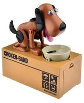 Hungry Dog Puppy Eating Munching Coins Piggy Bank Saving Money Box