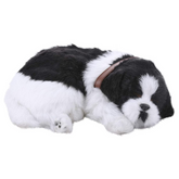 Faux Fur Sleeping Dog Decor Black And White - Daweigao