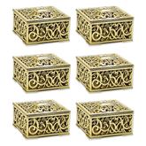 Cromoxome Square Gold Plastic Decorative Wedding Favor Box 5.5x5.5x2.6 Cms (Pack of 6) - Willow