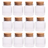 12 Pcs 50ml Empty Clear Glass Bottles Vials Jars with Cork Stopper Storage Message Bottles for DIY Craft Home Decor Wedding Party Favor