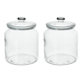 VARDAGEN Set of 2 Jar with Lid, Clear Glass 1.9 l (18x15 Cms)
