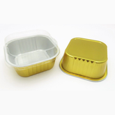 25Pcs Square Foil Cup with Snap-on Plastic Lids (9x2.5Cms) Gold - WILLOW