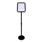 Pedestal Floor Standing Sign Holder (A4) with Snap Open Frame for Display - Black